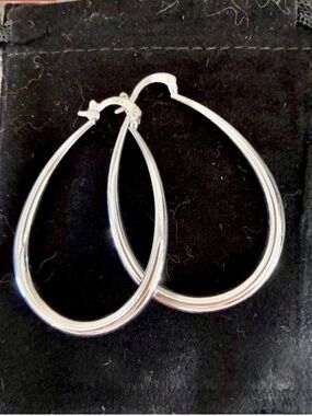 BACK IN STOCK 925 Sterling Silver Teardrop Hoop Earrings - Women Jewelry